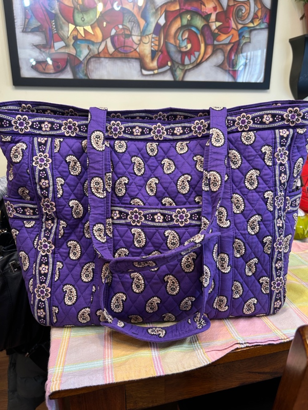 Vera Bradley Purple Quilted Paisley Tote Bag